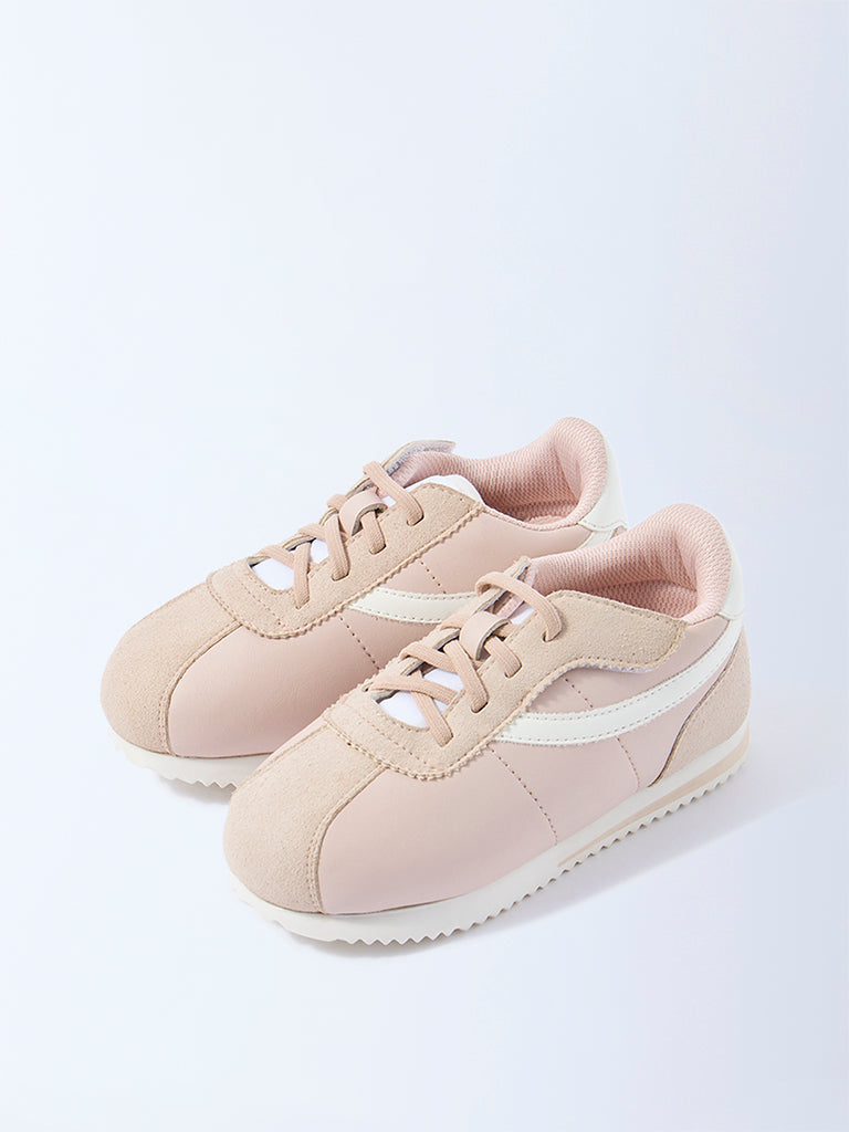 Yellow Blush Pink Suede Lace-Up Sneakers - Image 2
