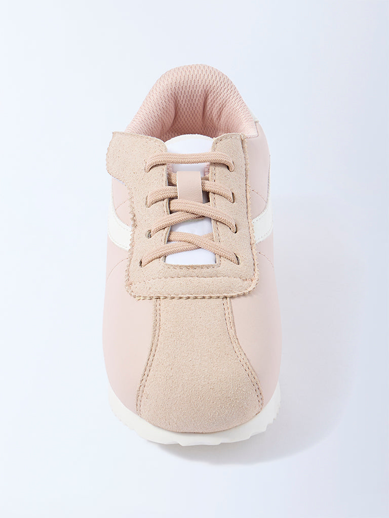 Yellow Blush Pink Suede Lace-Up Sneakers - Image 3