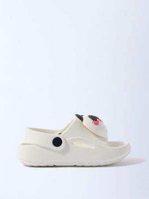 Yellow White Panda Applique Slingback Clogs