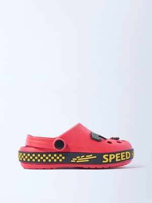 Yellow Red Applique Detailed Clogs