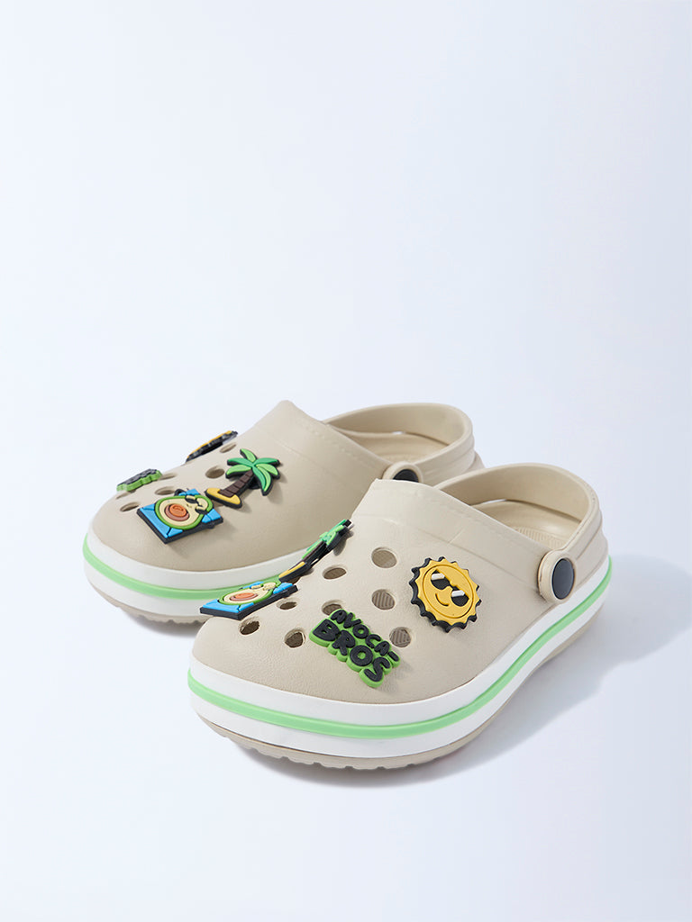 Yellow Beige Applique Detailed Clogs - Image 2