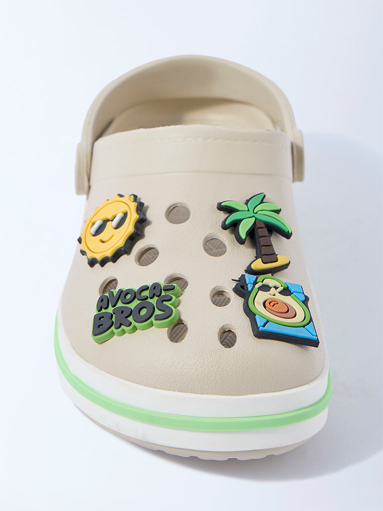 Yellow Beige Applique Detailed Clogs - Image 3