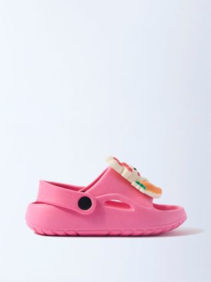 Yellow Pink Bunny Applique Slingback Clogs