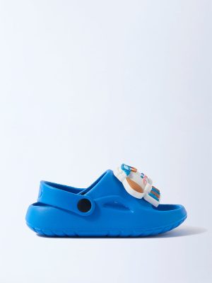 Yellow Blue Puppy Applique Slingback Clogs