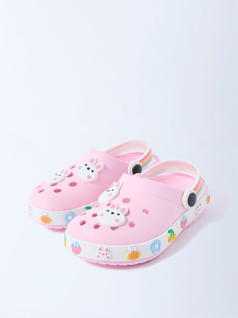 Yellow Pink Bunny Applique-Detailed Clogs - Image 2
