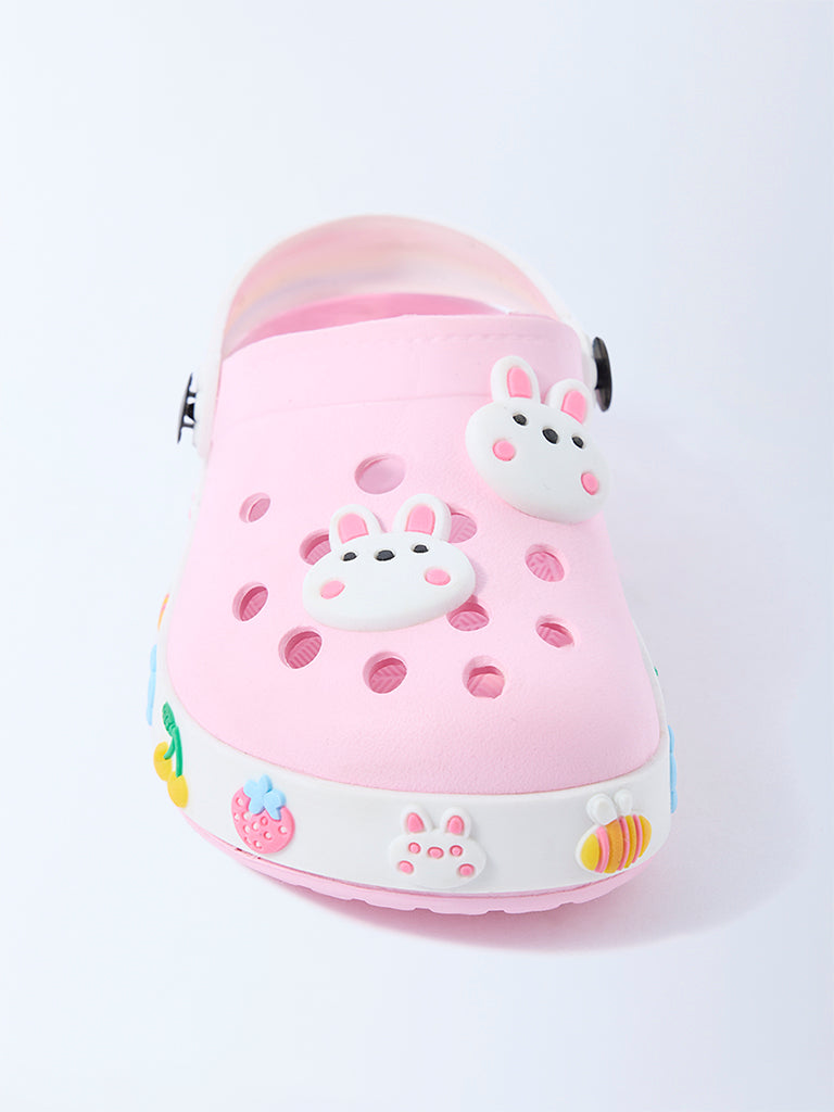 Yellow Pink Bunny Applique-Detailed Clogs - Image 3