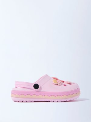 Yellow Pink Applique Detailed Clogs