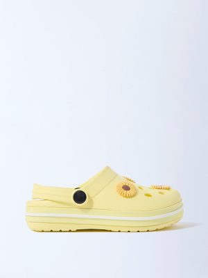 Yellow Floral Yellow Design Clogs
