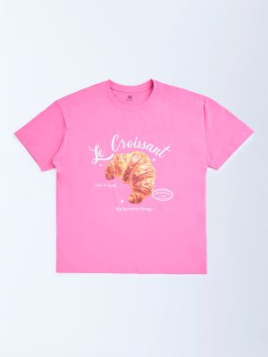 Y&F Kids Pink Printed Cotton T-Shirt