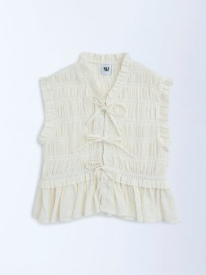 Y&F Kids Off-White Cotton Top