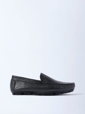 SOLEPLAY Black Textured Leather Loafers