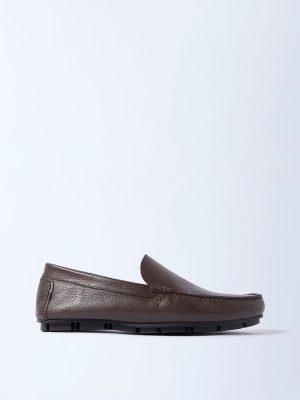 SOLEPLAY Brown Textured Leather Loafers