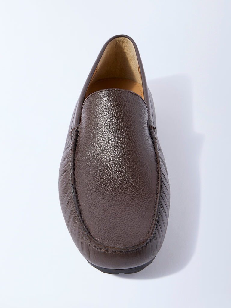 SOLEPLAY Brown Textured Leather Loafers - Image 4