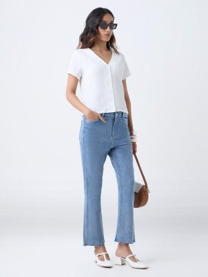 LOV Light Blue High-Rise Flared Jeans