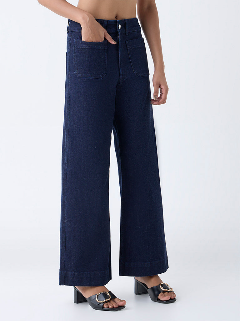 LOV Dark Blue Wide-Leg High-Rise Jeans - Image 2