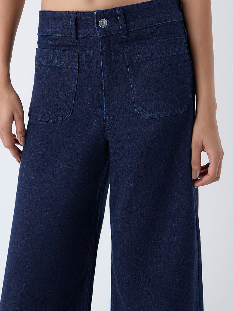LOV Dark Blue Wide-Leg High-Rise Jeans - Image 3