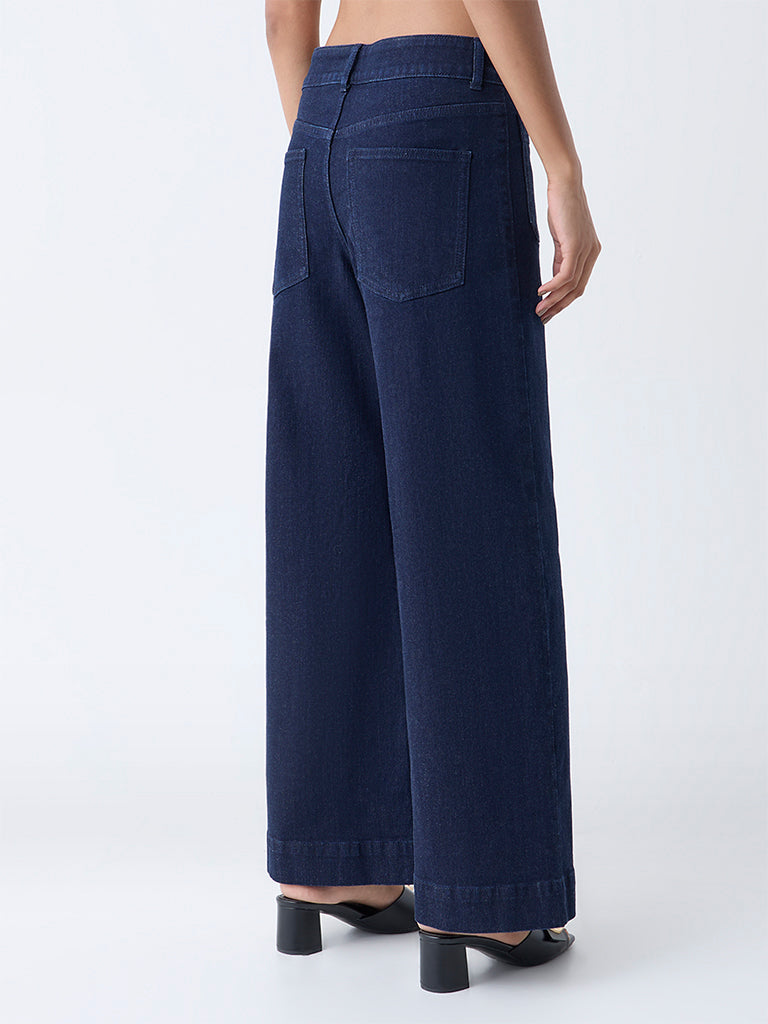 LOV Dark Blue Wide-Leg High-Rise Jeans - Image 4