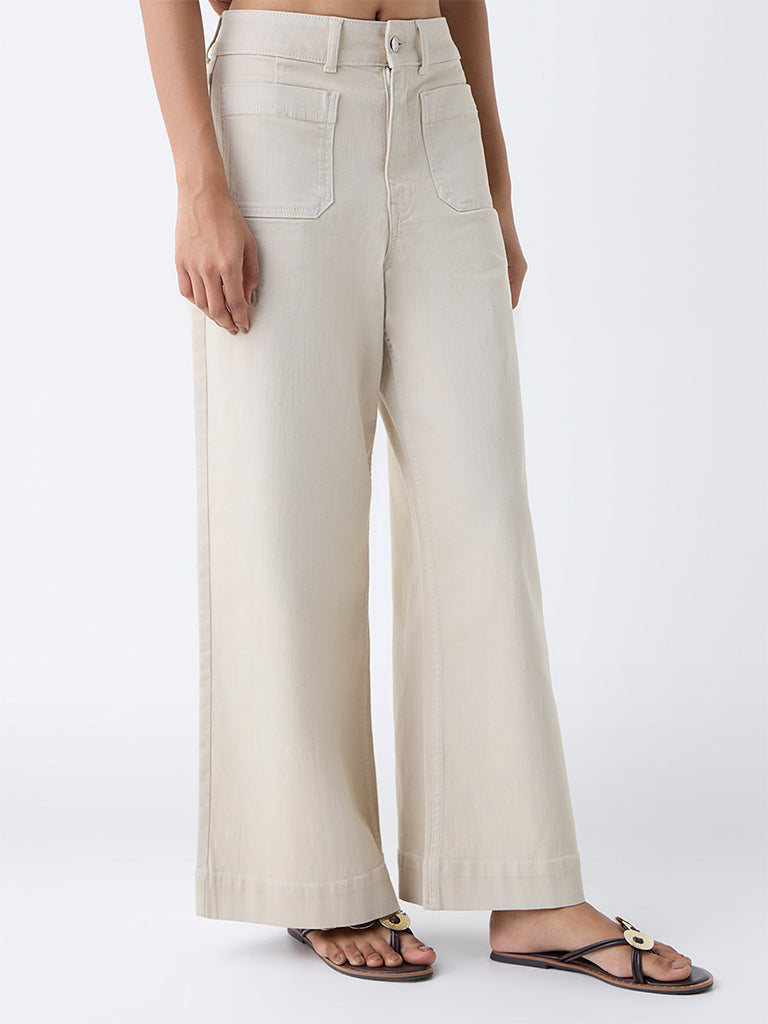 LOV Beige Wide-Leg High-Rise Jeans - Image 2