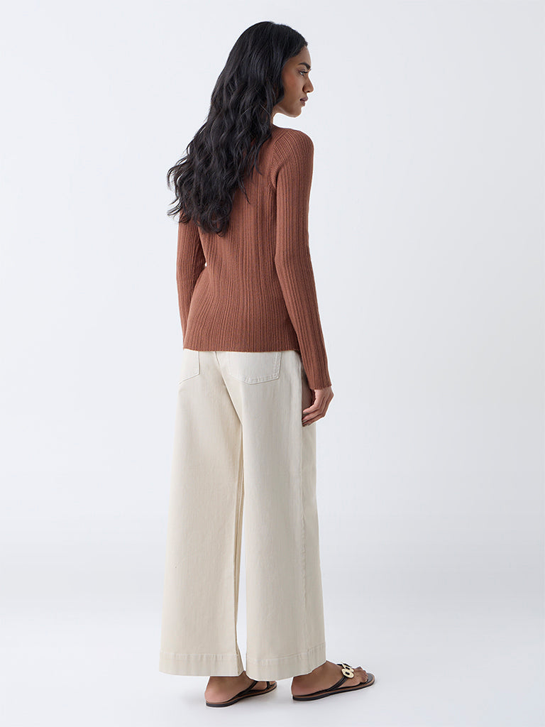 LOV Beige Wide-Leg High-Rise Jeans - Image 4