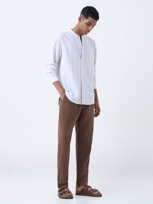 ETA White Striped Relaxed-Fit Cotton Shirt