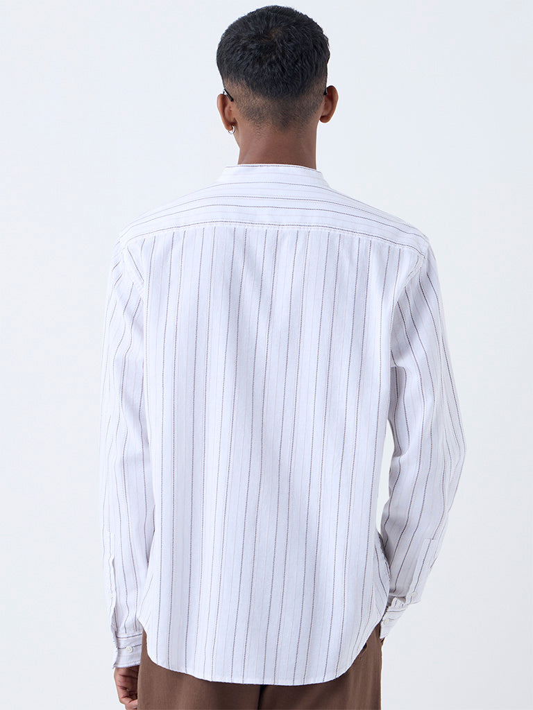 ETA White Striped Relaxed-Fit Cotton Shirt - Image 5