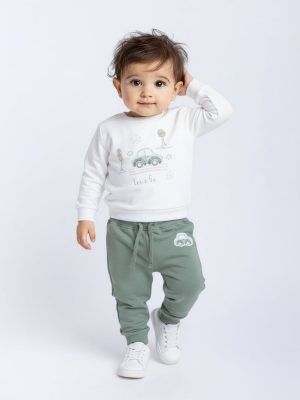 HOP Baby Multicolour Printed Cotton Sweatshirt with Joggers Set