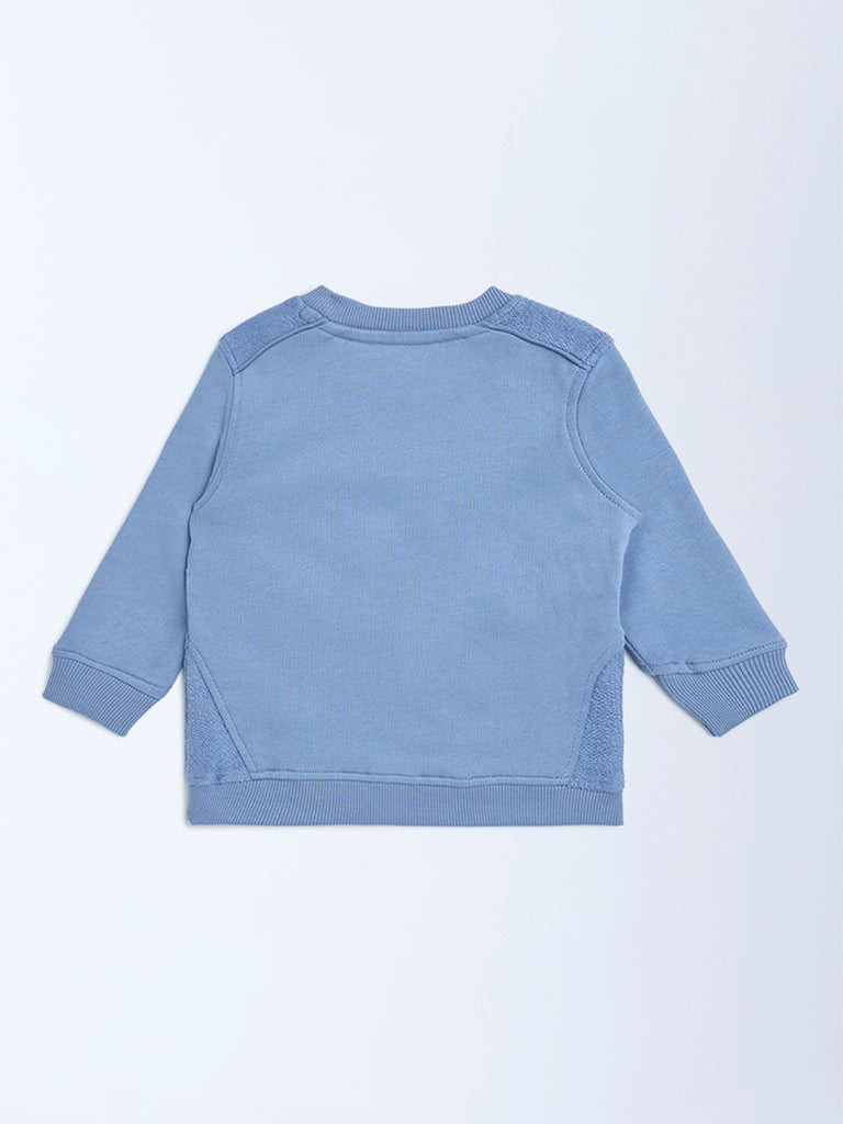 HOP Baby Blue Animal Design Cotton-Blend Sweatshirt - Image 2