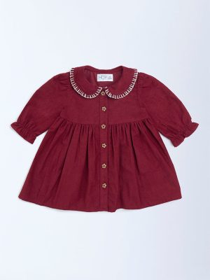 HOP Baby Wine Fit-and-Flare Cotton Dress