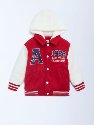 HOP Kids Red Text-Detail Jacket with a Hood