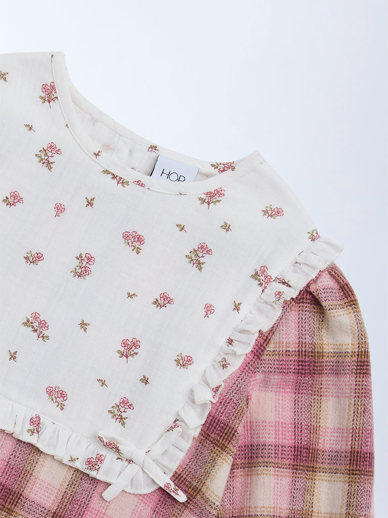 HOP Kids Pink Checkered Cotton Top - Image 5