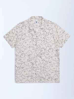 Y&F Kids Beige Map-Inspired Shirt