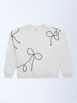 Y&F Kids Off-White Embroidered Cotton-Blend Sweatshirt