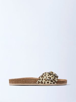 LUNA BLU Beige Animal-Printed Sandals