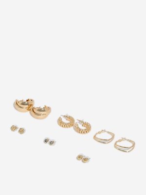 Westside Accessories Gold Studs and Hoops Earrings Set - Set of 6