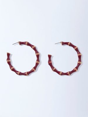 Westside Accessories Maroon Enamel Statement Hoop Earrings