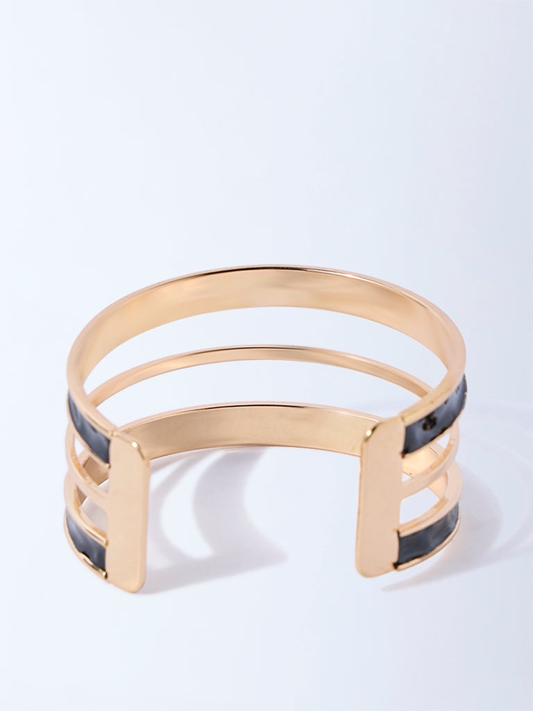 Westside Accessories Gold and Black Enamel Open Cuff Bracelet - Image 2