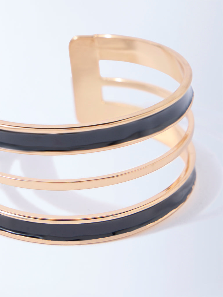 Westside Accessories Gold and Black Enamel Open Cuff Bracelet - Image 3