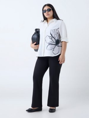 Gia White Floral Pattern Cotton Shirt