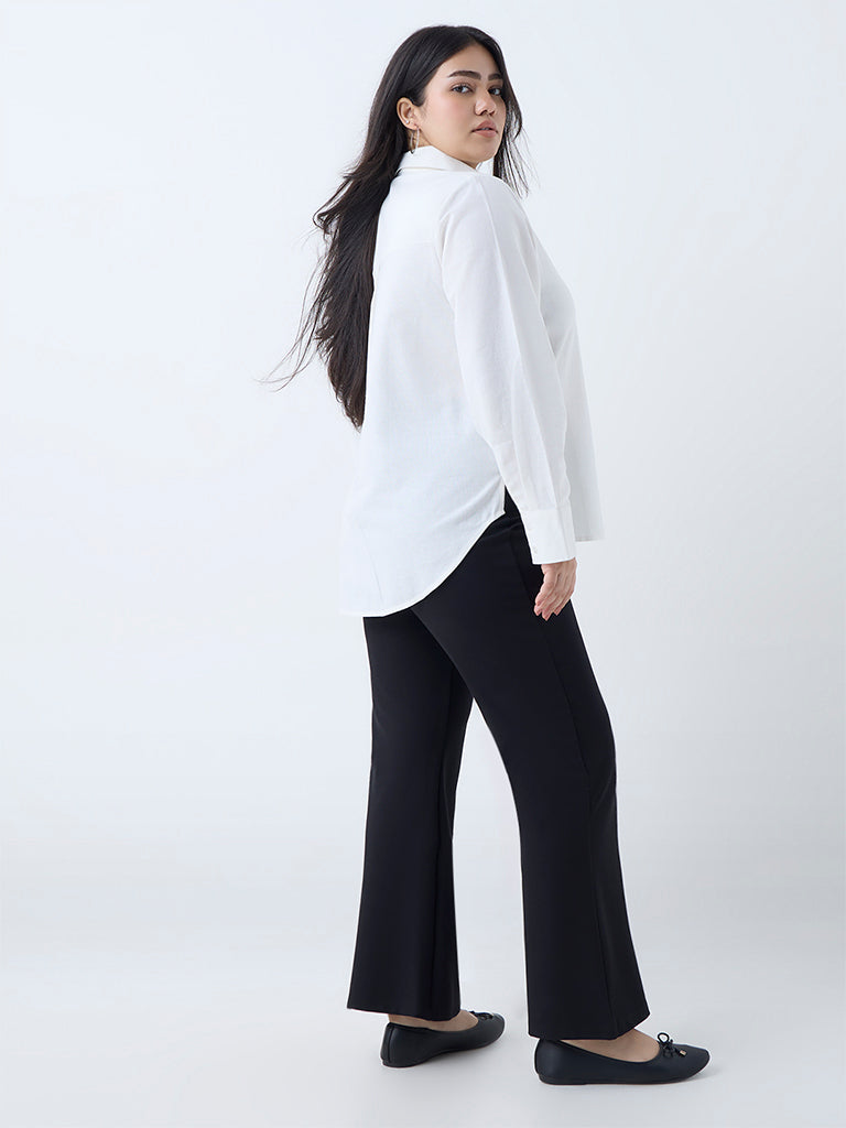 Gia White Floral Pattern Cotton Shirt - Image 4