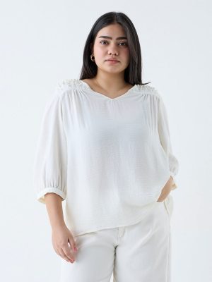 Gia White Pearlescent Cotton Top