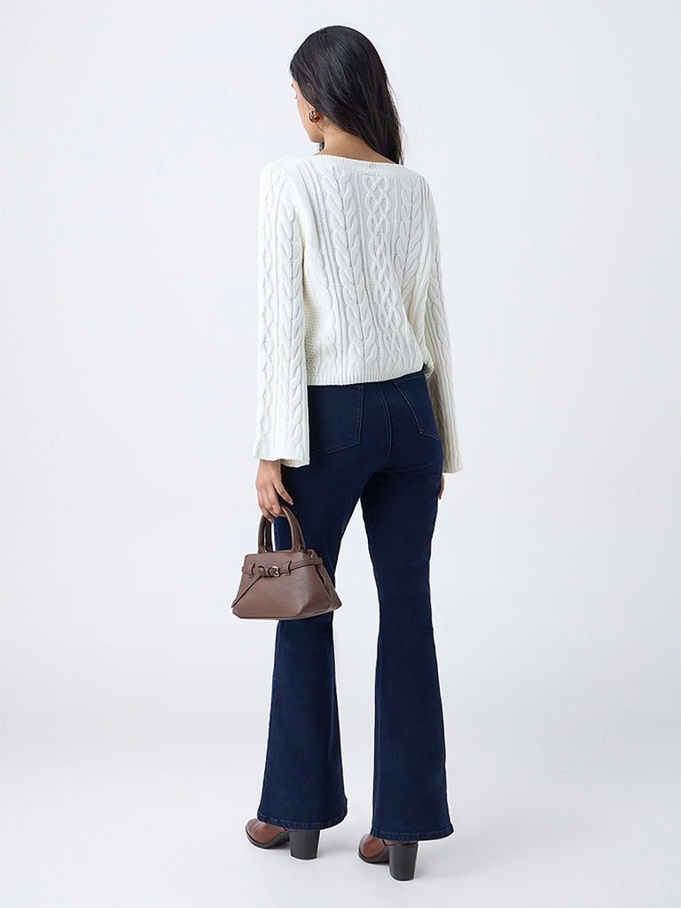 LOV White Cable-Knit Sweater - Image 4