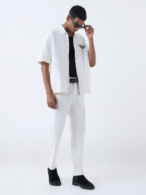 Nuon White Relaxed-Fit Mid-Rise Jeans