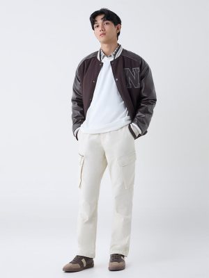 Nuon Off-White Relaxed-Fit Mid-Rise Cotton-Blend Cargo Pants