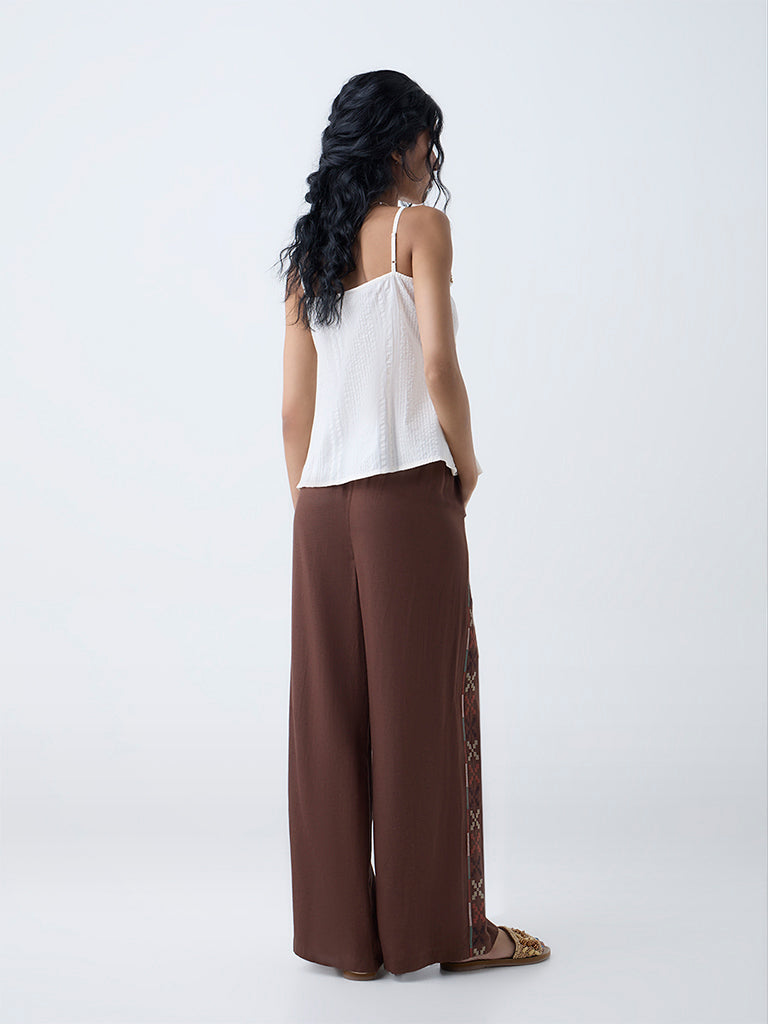 Bombay Paisley Brown Embroidered Pants - Image 4