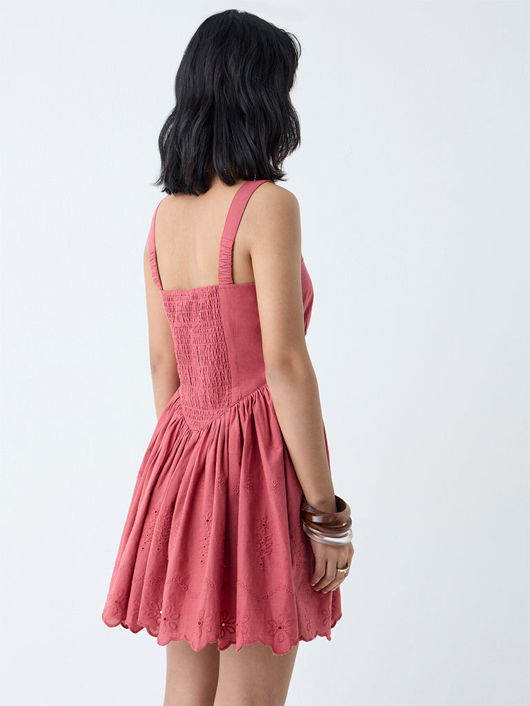 Bombay Paisley Dusty Pink Cotton A-Line Dress - Image 4