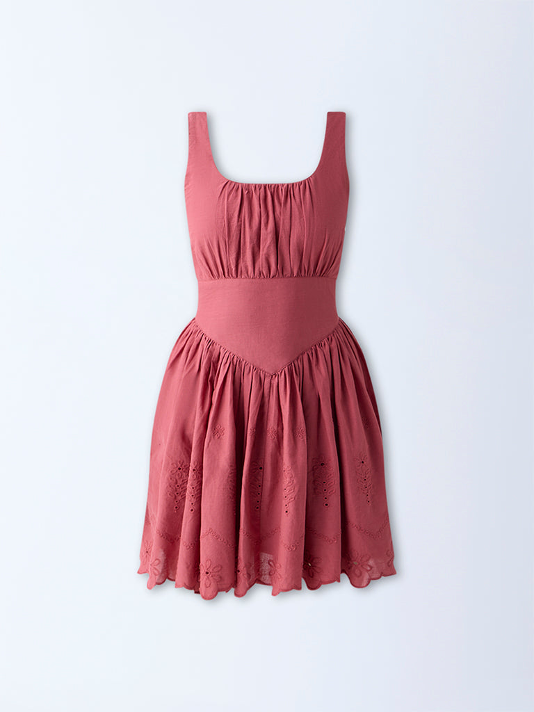 Bombay Paisley Dusty Pink Cotton A-Line Dress - Image 5