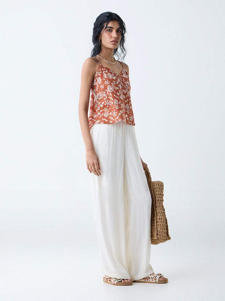 Bombay Paisley Brown Botanical Pattern Cotton Top - Image 2