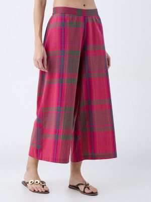 Utsa Pink Checks Detailed Ethnic Pants
