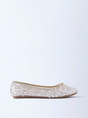 LUNA BLU Ivory Sequin Detailed Ballerinas