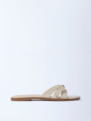 LUNA BLU Ivory Multi-Strap Slides